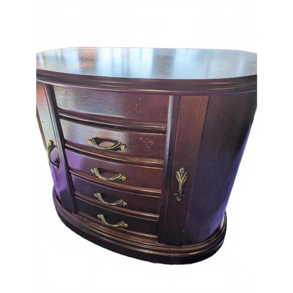 Wooden Jewelry Box with Mirror and Multiple Drawers
